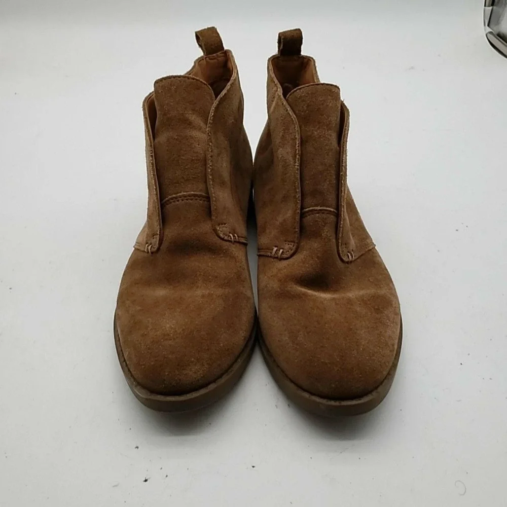 Franco Sarto Boots Womens Size 8.5 Brown Suede Ankle Flat Pull On Booties